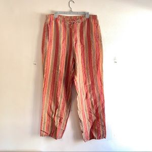 Vintage Linen Orange Striped Pants Size XL X-large